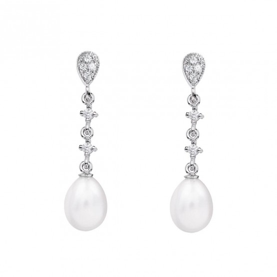 Pendientes de novia en oro blanco de18k con perlas (79B0202TE1) 1
