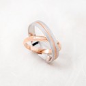 Alianza de boda oro rosa y diamante media caña 3 mm (R30RP1D) 2