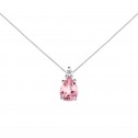 Colgante oro blanco con lágrima de zafiro rosa y diamante (0513001Z)