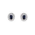 Pendientes oro blanco zafiro azul y halo de diamantes (0516004ZA)