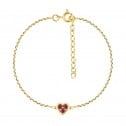 Pulsera de novia chapada en oro con corazón y circonitas rojas (133702.3)