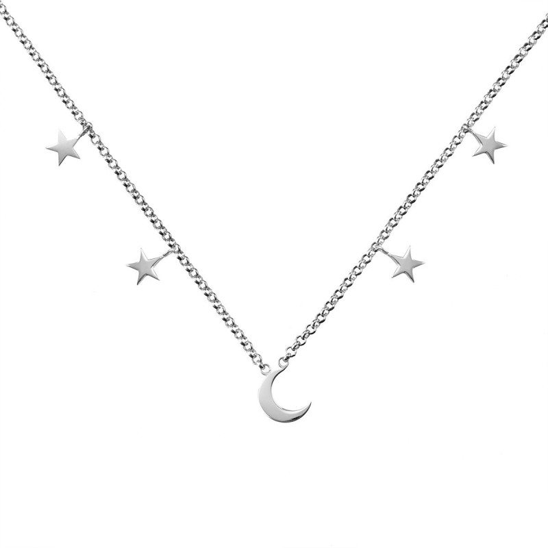 constante Contratación deslealtad Collar de plata de ley 925 Luna y Estrellas 3A8307300A| Argyor