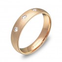 Alianza de boda media caña 4,5mm oro rosa con diamantes A0145S3BR