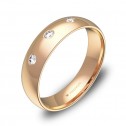 Alianza de boda de media caña oro rosa pulido 3 diamantes A0150P3BR