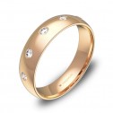 Alianza de boda oro rosa media caña gruesa con diamantes A0150P5BR
