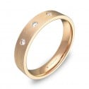 Alianza de boda en oro rosa satinado con 3 diamantes B0140S3BR