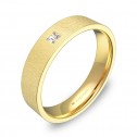 Alianza de boda oro amarillo plana gruesa con diamante B0145T1PA