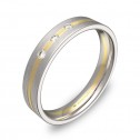 Alianza de boda 4mm en oro bicolor satinado con diamantes D1540S3BA