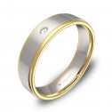 Alianza de boda con biseles 5mm en oro bicolor con diamante D1850P1BA