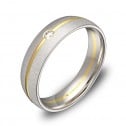 Alianza de boda en oro bicolor textura con diamante D3350T1BA
