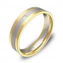 Alianza de boda con ranuras en oro bicolor con diamante D3450C1BA