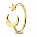 Anillo de plata 1ª ley dorada Luna y Estrella (7A8307300)