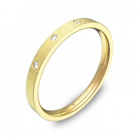 Alianza de boda 2mm en oro amarillo hielo con diamantes B0120H3BA
