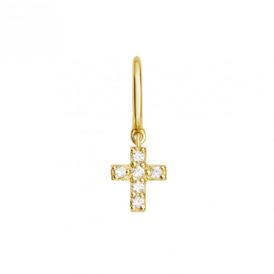 Pendientes aro con cruz de brillantes en oro amarillo (061A114) 1